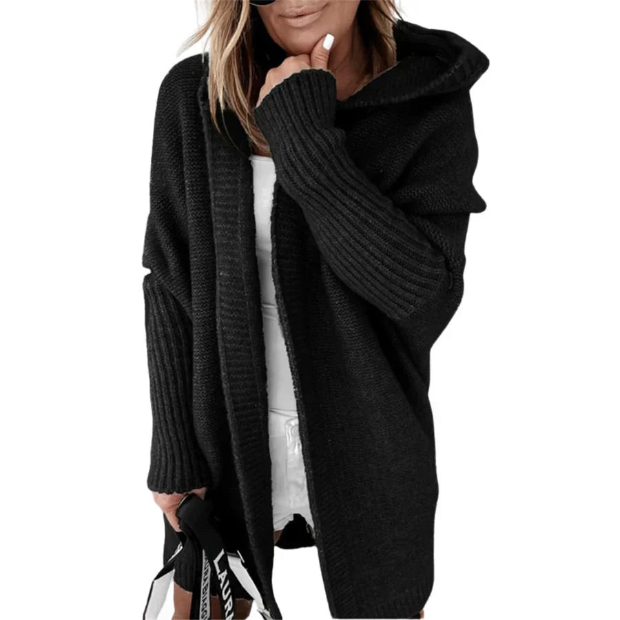 Taylor - Mid-Length Cardigan with Contrast Stitching
