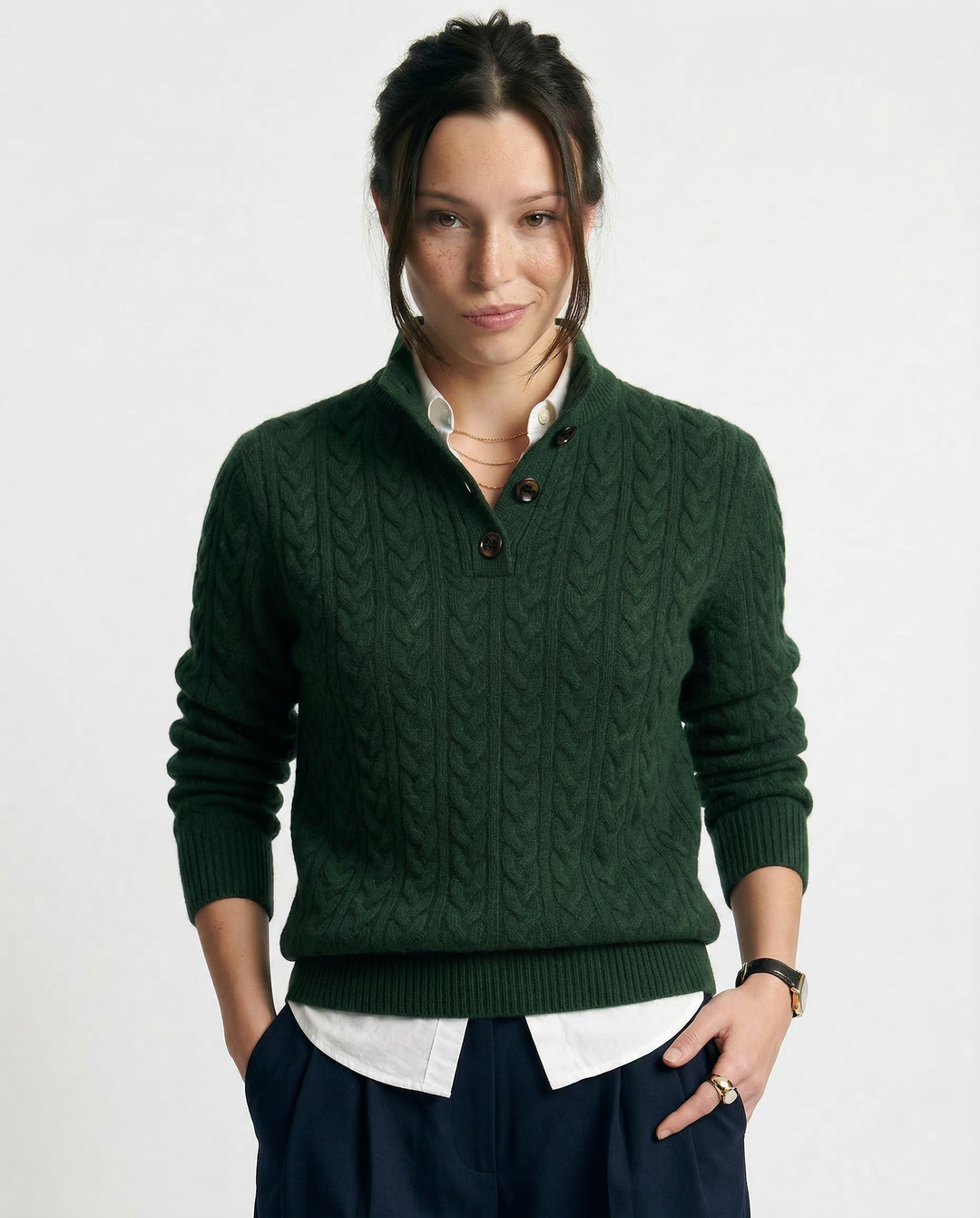 Arden Button-Up Cashmere Sweater